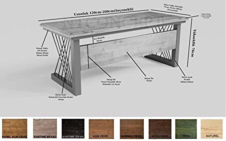 Ntconcept Perra Çalışma Masası Ahşap - Metal 100 x 240 cm Açık Ceviz - Siyah 