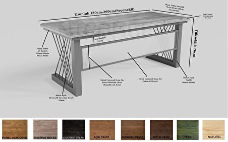 Ntconcept Perra Çalışma Masası Ahşap - Metal 100 x 220 cm Siyah - Taş Rengi 