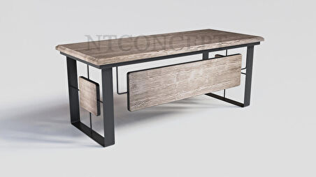 Ntconcept Shi Çalışma Masası Ahşap 100 x 240 cm Siyah - Taş Rengi