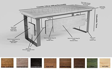 Ntconcept Shi Çalışma Masası Ahşap 100 x 240 cm Siyah - Taş Rengi