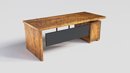 Ntconcept Ken Çalışma Masası Ahşap - Masif 100 x 240 cm Ceviz - Siyah