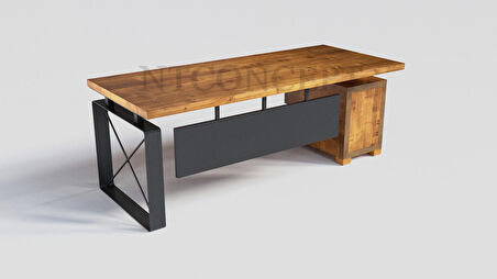 Ntconcept Kena Çalışma Masası Ahşap - Masif 100 x 240 cm Açık Ceviz - Siyah 