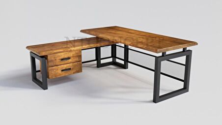 Ntconcept Loa Çalışma Masası Ahşap - Metal 85 x 220 cm Kahverengi - Siyah 