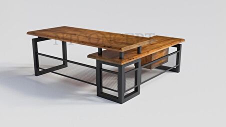 Ntconcept Loa Çalışma Masası Ahşap - Metal 85 x 220 cm Kahverengi - Siyah 