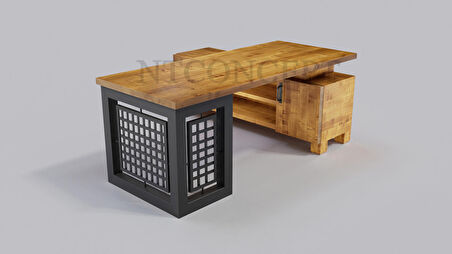 Ntconcept Bell Ofis Masası Ahşap 85 x 200 cm Koyu Ceviz - Siyah 
