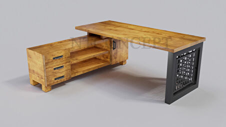 Ntconcept Bell Ofis Masası Ahşap 85 x 200 cm Koyu Ceviz - Siyah 