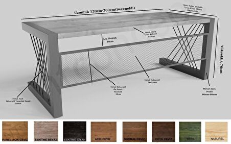 Ntconcept Alfa Çalışma Masası Ahşap - Masif 100 x 220 cm Beyaz - Siyah 