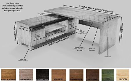 Ntconcept Enox Ofis Masası Ahşap 85 x 180 cm Koyu Ceviz 