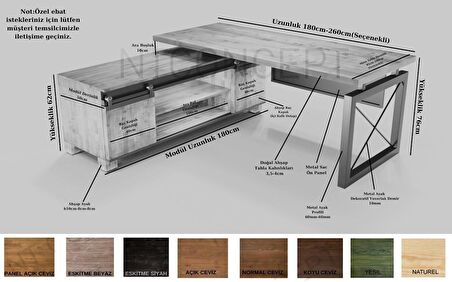 Ntconcept Rez Çalışma Masası Ahşap 85 x 180 cm - Siyah 