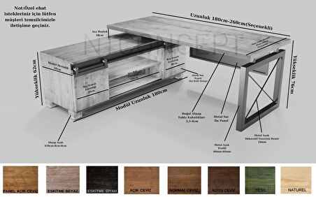 Ntconcept Rez Çalışma Masası Ahşap 100 x 240 cm - Siyah 