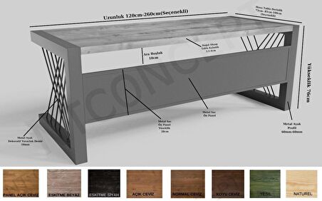 Ntconcept Vena Çalışma Masası Ahşap 100 x 240 cm Metal - Açık Ceviz - Siyah