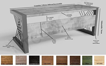 Ntconcept Trin Çalışma Masası Ahşap 85 x 140 cm Açık Ceviz - Siyah 