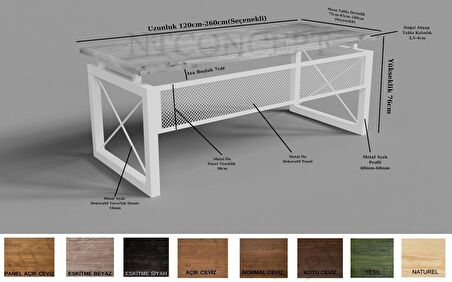 Ntconcept Mar Çalışma Masası Ahşap - Metal 85 x 140 cm Açık Ceviz - Siyah 