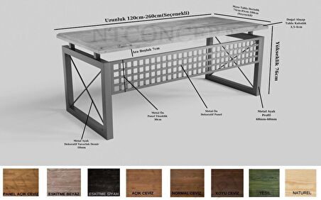 Ntconcept Pena Çalışma Masası Ahşap - Metal 85 x 200 cm Gri - Siyah 