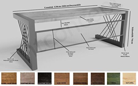Ntconcept Lue Çalışma Masası Ahşap 85 x 200 cm Açık Ceviz - Beyaz 