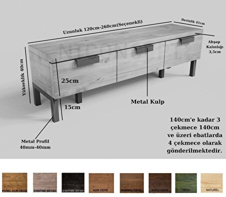 Ntconcept Uni Doğal Ahşap Çekmeceli Tv Standı