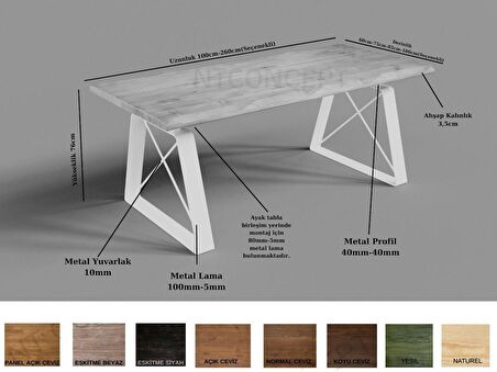 Ntconcept Everest Doğal Ahşap Yemek Masası