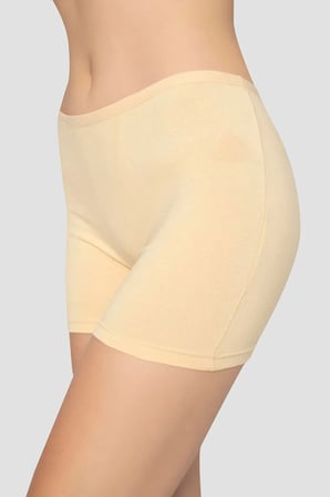 Premium Düz Rahat Popüler 3'lü Paket Kadın Ten Boxer Şort Pamuklu Likralı