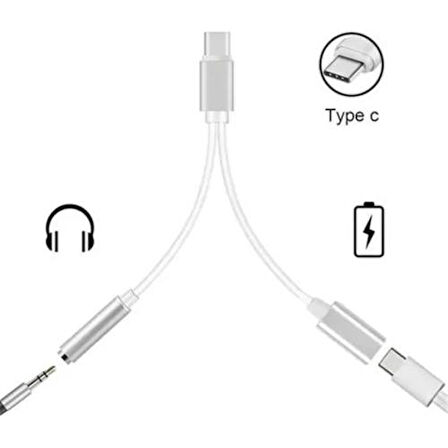 Type-C 2 In 1 Şarj ve Aux Kablosu