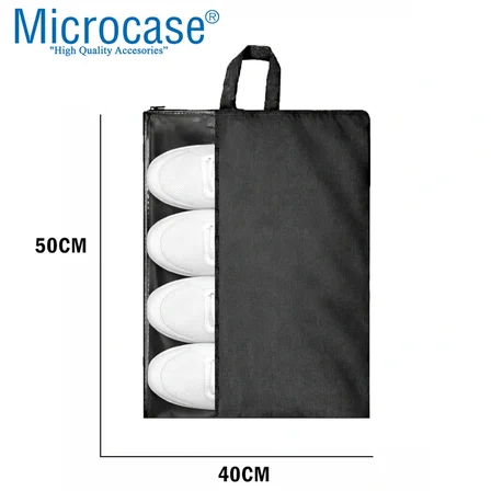 Microcase Çok Amaçlı Şeffaf Pencereli Ayakkabı Düzenleyici Seyahat Çantası Hurç 50x40 CM 10 Adet AL5502 - SİYAH