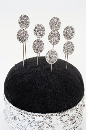 8li Kristal Taşlı Beyaz Eşarp Iğnesi. Şal Iğnesi. Türban Iğnesi. Başörtü Iğnesi. Eşarp Ve Şal Iğnesi