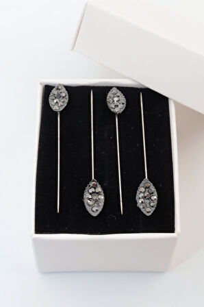 4lü Badem Taşlı Gri Eşarp Ve Şal Iğnesi. Eşarp Iğnesi. Şal Iğnesi. Türban Iğnesi. Başörtü Iğnesi.