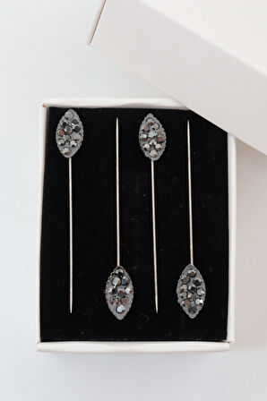 4lü Badem Taşlı Gri Eşarp Ve Şal Iğnesi. Eşarp Iğnesi. Şal Iğnesi. Türban Iğnesi. Başörtü Iğnesi.