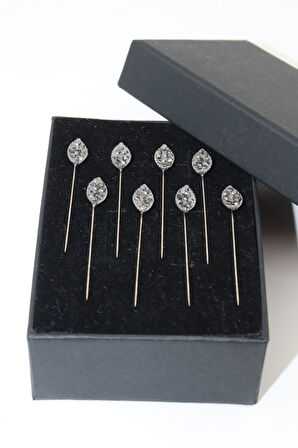 8li Badem Taşlı Gri Eşarp Ve Şal Iğnesi. Eşarp Iğnesi. Şal Iğnesi. Türban Iğnesi. Başörtü Iğnesi.