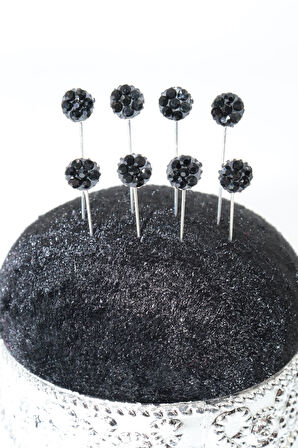 8li Kristal Taşlı Siyah Eşarp Ve Şal Iğnesi. Eşarp Iğnesi. Şal Iğnesi. Türban Iğnesi. Başörtü Iğnesi