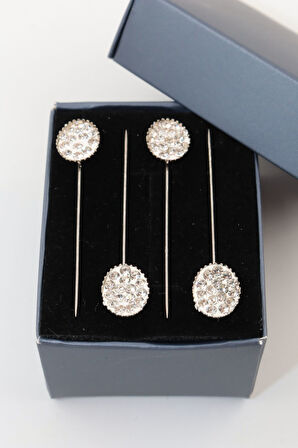 4lü Kristal Taşlı Beyaz Eşarp Iğnesi. Şal Iğnesi. Türban Iğnesi. Başörtü Iğnesi. Eşarp Ve Şal Iğnesi