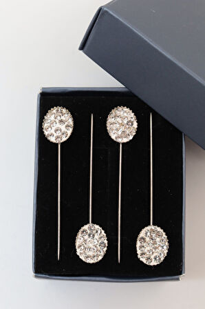 4lü Kristal Taşlı Beyaz Eşarp Iğnesi. Şal Iğnesi. Türban Iğnesi. Başörtü Iğnesi. Eşarp Ve Şal Iğnesi