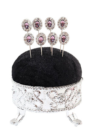 8’li Mor kristal taşlı eşarp iğnesi. Şal iğnesi. Türban iğnesi. Başörtü iğnesi. Eşarp ve şal iğnesi