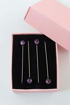 4lü Pırlanta Taşlı Mor Eşarp Iğnesi. Eşarp Iğnesi. Şal Iğnesi. Türban Iğnesi. Başörtü Iğnesi