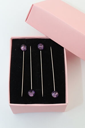 4lü Pırlanta Taşlı Mor Eşarp Iğnesi. Eşarp Iğnesi. Şal Iğnesi. Türban Iğnesi. Başörtü Iğnesi