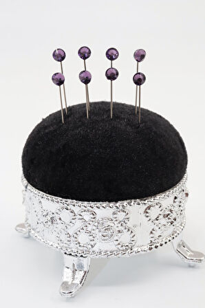 8li Pırlanta Taşlı Mor Eşarp Iğnesi. Eşarp Iğnesi. Şal Iğnesi. Türban Iğnesi. Başörtü Iğnesi