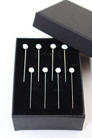 8li Pırlanta Taşlı Beyaz Eşarp Iğnesi. Eşarp Iğnesi. Şal Iğnesi. Türban Iğnesi. Başörtü Iğnesi