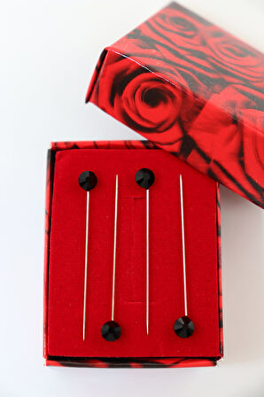 4lü Pırlanta Taşlı Siyah Eşarp Iğnesi. Eşarp Iğnesi. Şal Iğnesi. Türban Iğnesi. Başörtü Iğnesi