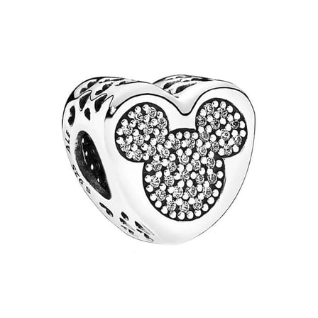 Nur Silver Kalp Mickey Mouse Detaylı Gümüş Charm NUR-BL00050