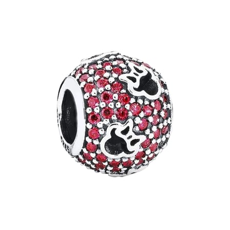 Nur Silver Mickey Mouse Charm Gümüş Kırmızı Taşlı