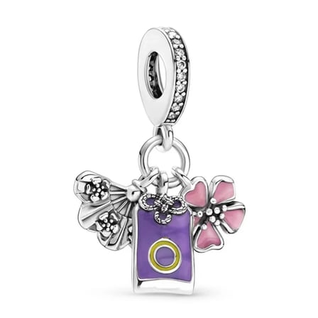 Nur Silver Çiçek Model Sallantılı Gümüş Charm 925 Ayar