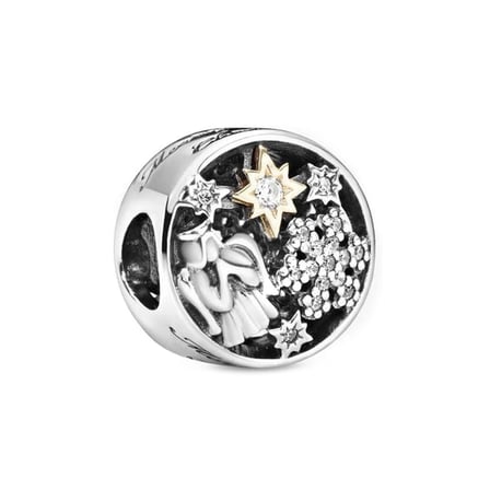 Nur Silver Melek Detay Yuvarlak Gümüş Charm 925 Ayar