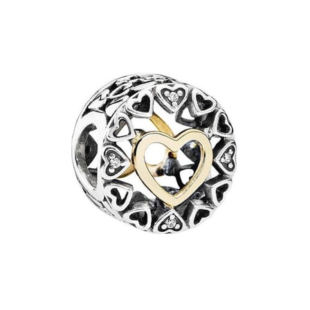 Nur Silver Kalp Desenli 925 Ayar Gümüş Charm