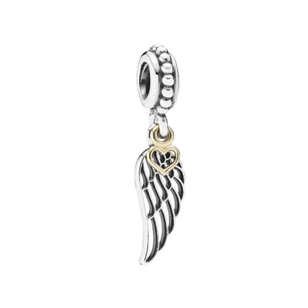 Nur Silver Kanatlı Kalp Gümüş Charm 925 Ayar