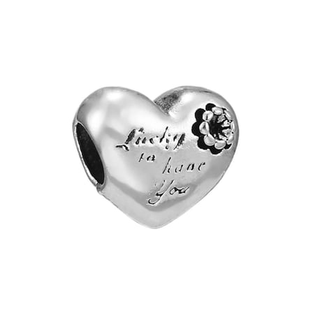 Nur Silver Kalp Charm Gümüş Lucky To Have You