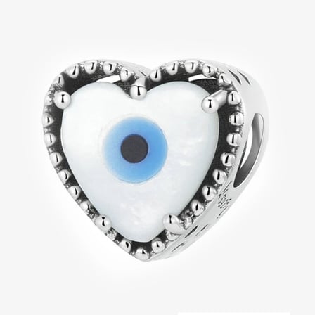 Nur Silver Nazar Boncuğu Kalp Gümüş Charm
