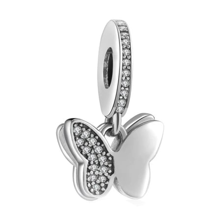 Nur Silver Kelebek Charm Gümüş 925 Ayar Çift Taraflı