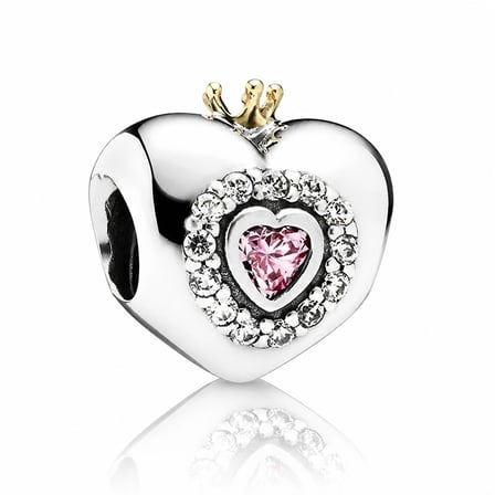 Nur Silver Princess Taçlı Kalp Gümüş Charm
