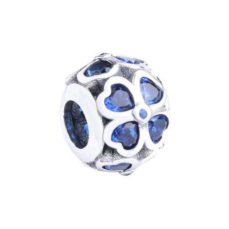 Nur Silver Mavi Taşlı Yonca Gümüş Charm NUR-BL00988