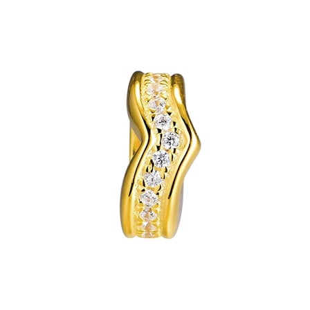 Nur Silver Gümüş Charm Gold Renk İnce Taşlı