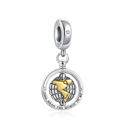 Nur Silver Gümüş Charm Dönen Dünya Yazılı 925 Ayar
